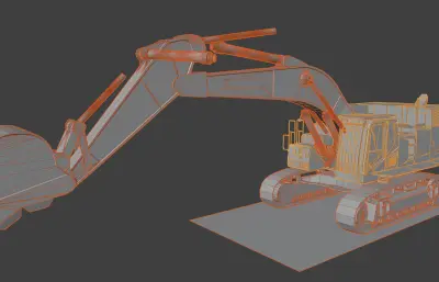 工程车,履带式挖掘机工作写实动画,blender模型