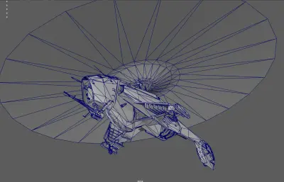 科幻战机 直升机 游戏飞机塌陷模型
