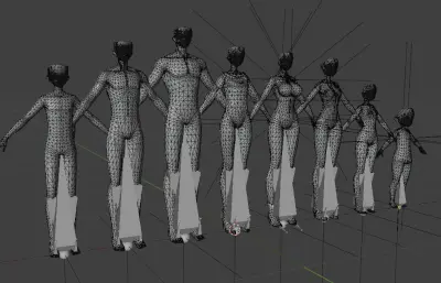 游戏里的男人,女人,小孩素模blender,fbx模型