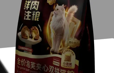 猫粮包装 袋装猫粮C4D模型