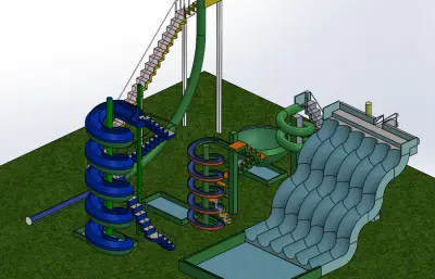 水上游乐园solidworks模型