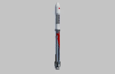 朱雀三号Blender, FBX 3D模型,带分离杆/着陆退/栅格舵展开动画