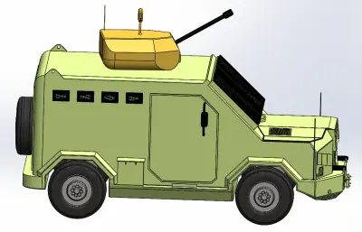 四驱步战车 军车solidworks模型
