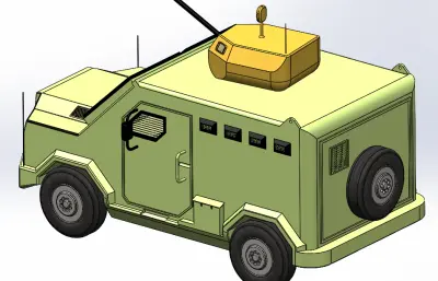 四驱步战车 军车solidworks模型