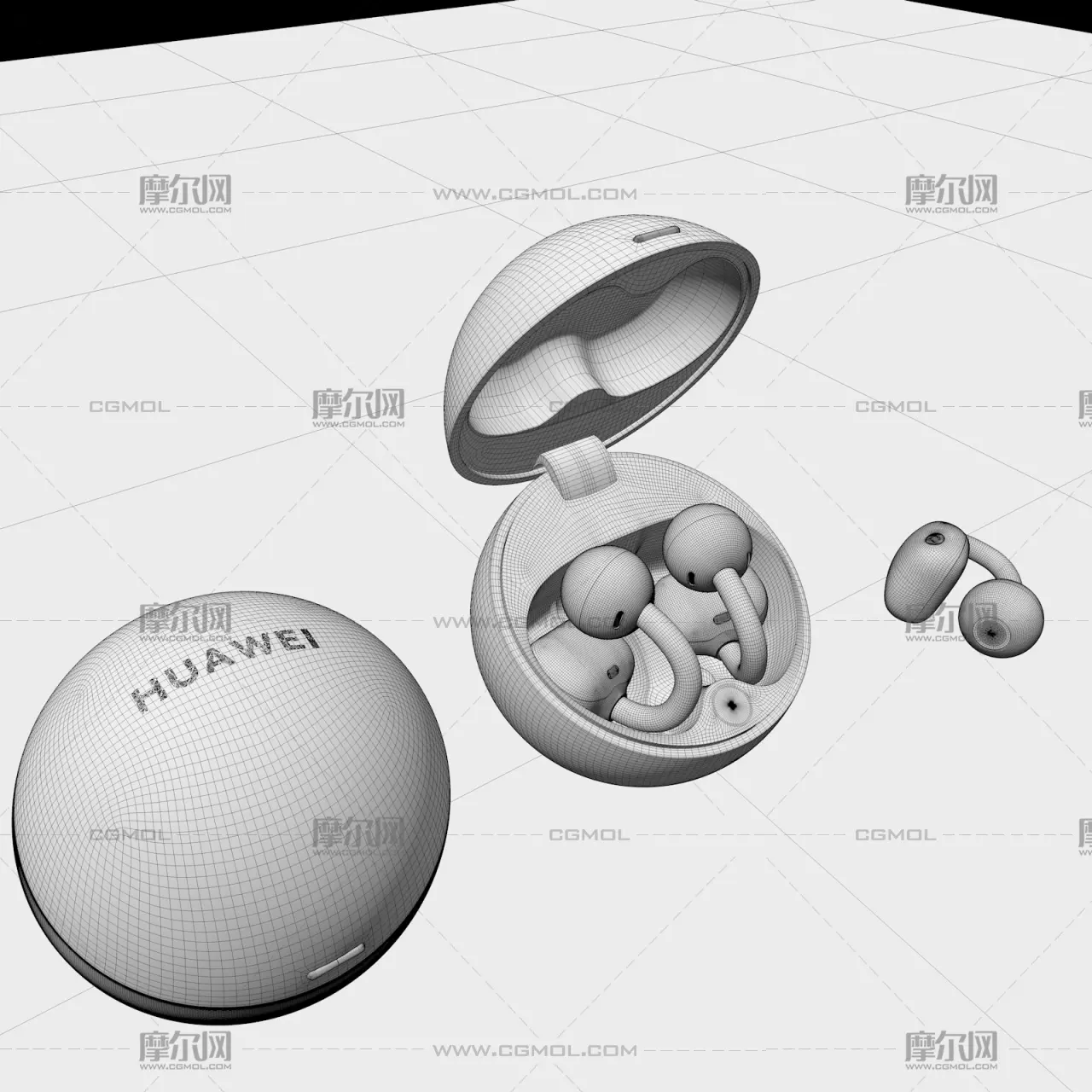 华为 HUAWEI FreeClip 2 典藏版耳夹耳机C4D,KEYSHOT模型