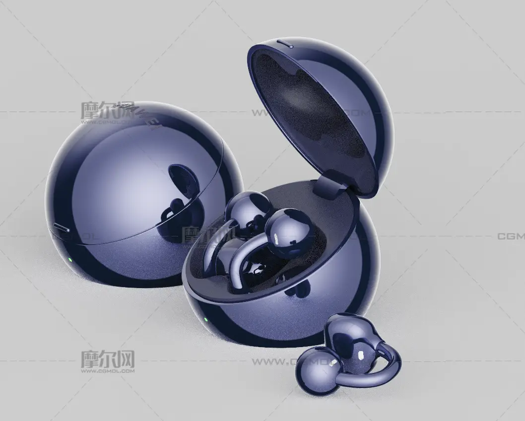 华为 HUAWEI FreeClip 2 典藏版耳夹耳机C4D,KEYSHOT模型