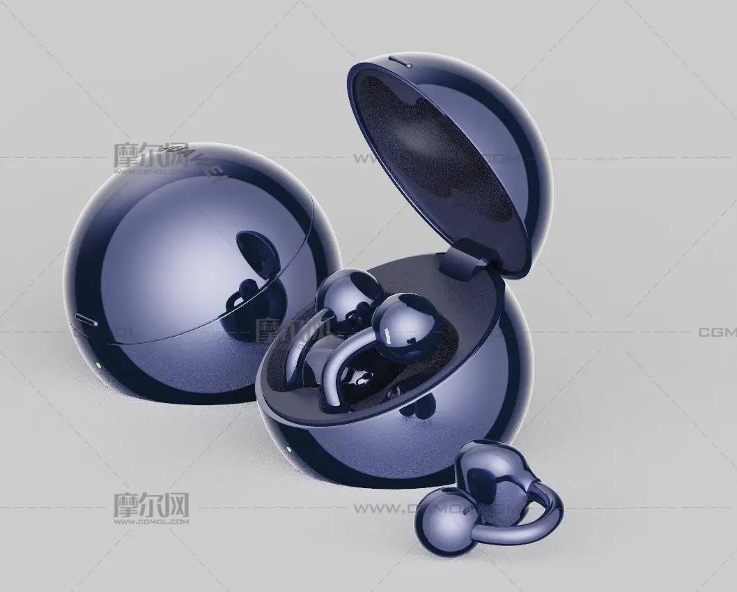 华为 HUAWEI FreeClip 2 典藏版耳夹耳机C4D,KEYSHOT模型