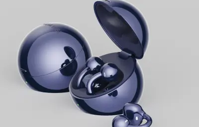 华为 HUAWEI FreeClip 2 典藏版耳夹耳机C4D,KEYSHOT模型