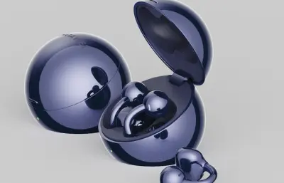 华为 HUAWEI FreeClip 2 典藏版耳夹耳机C4D,KEYSHOT模型