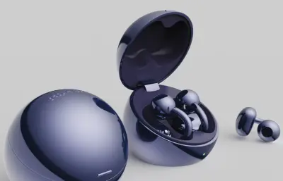 华为 HUAWEI FreeClip 2 典藏版耳夹耳机C4D,KEYSHOT模型