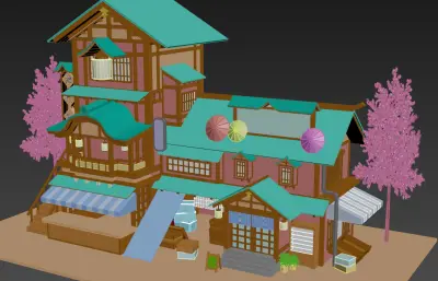 仿日式酒楼,小食店3dmax模型