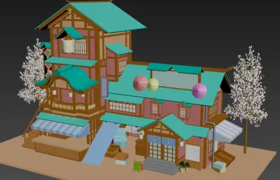 仿日式酒楼,小食店3dmax模型