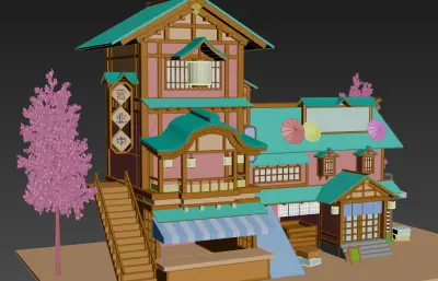 仿日式酒楼,小食店3dmax模型