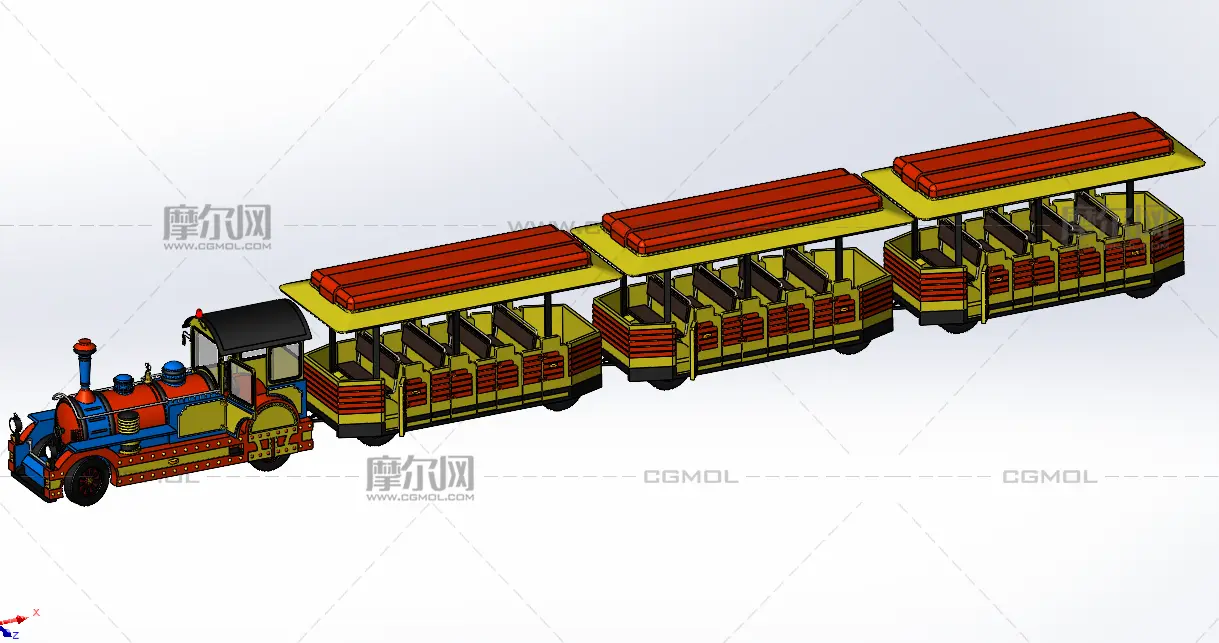 游览观光小火车,火车玩具solidworks模型