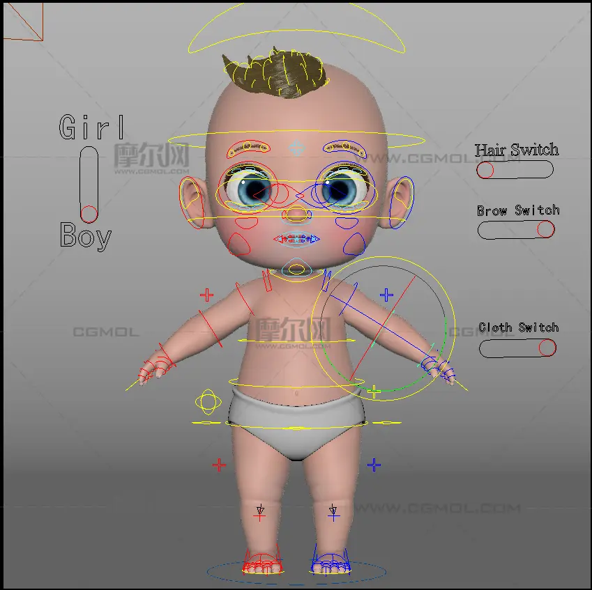 卡通婴儿,带绑定maya,fbx模型