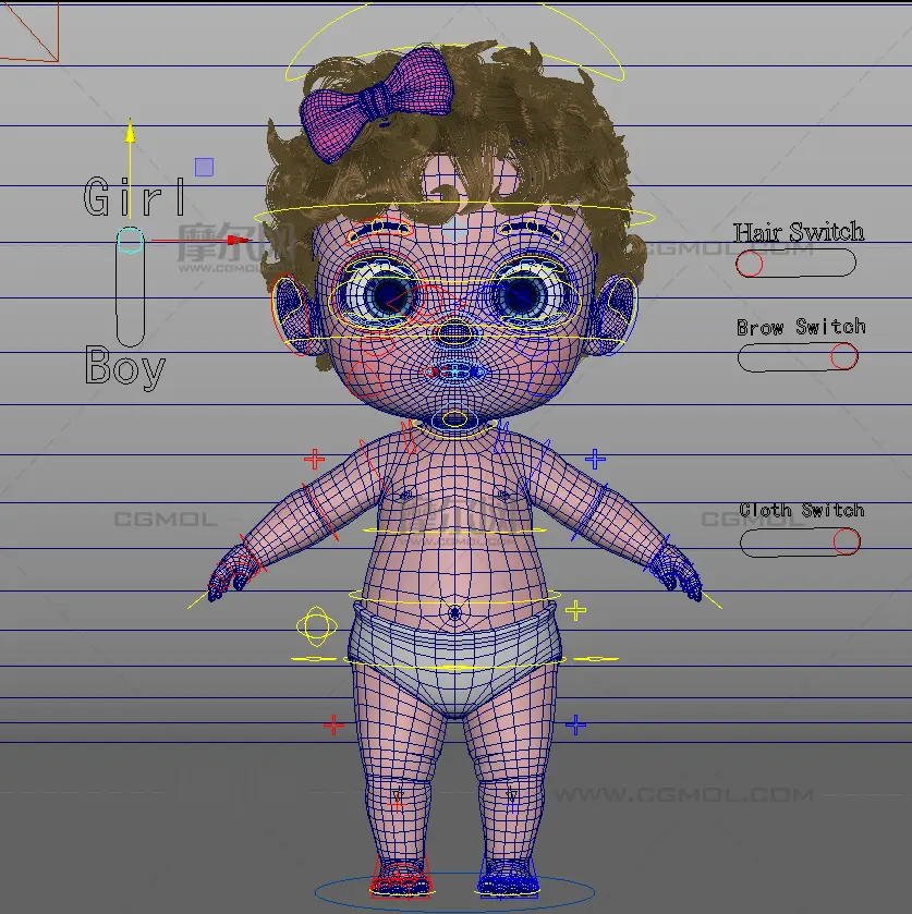 卡通婴儿,带绑定maya,fbx模型