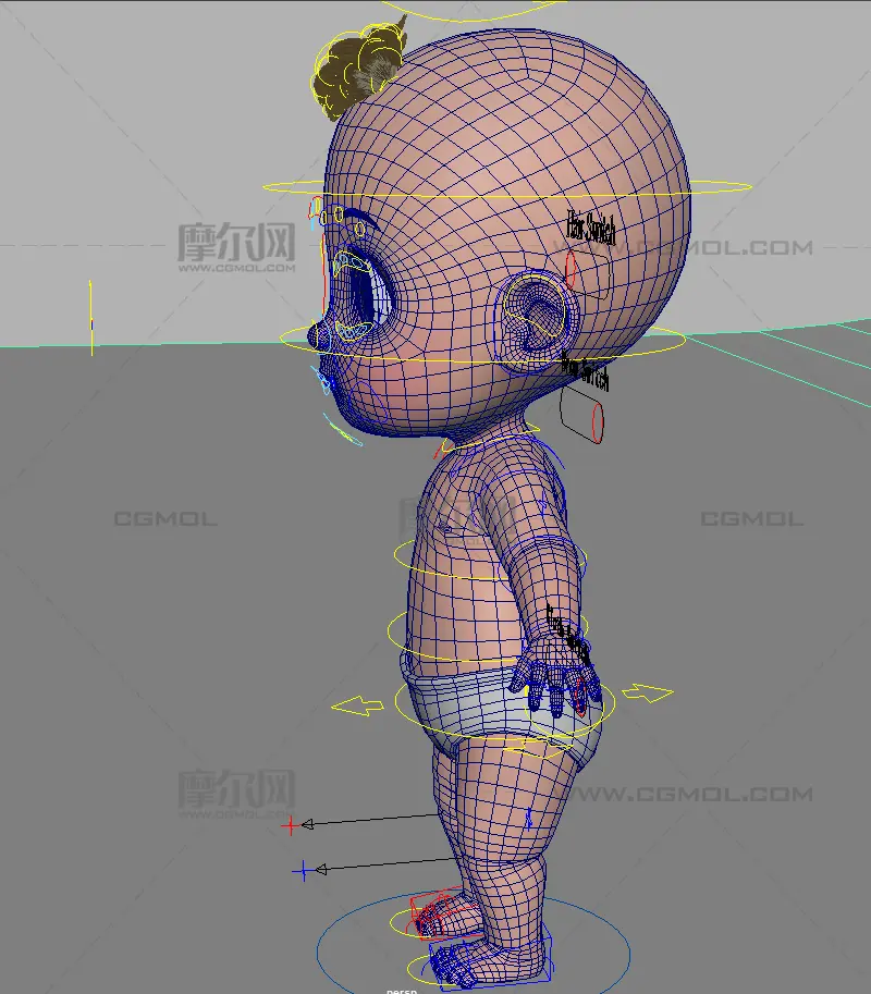 卡通婴儿,带绑定maya,fbx模型