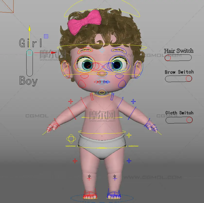 卡通婴儿,带绑定maya,fbx模型