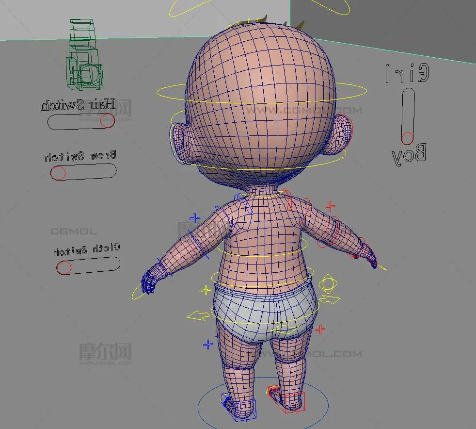 卡通婴儿,带绑定maya,fbx模型
