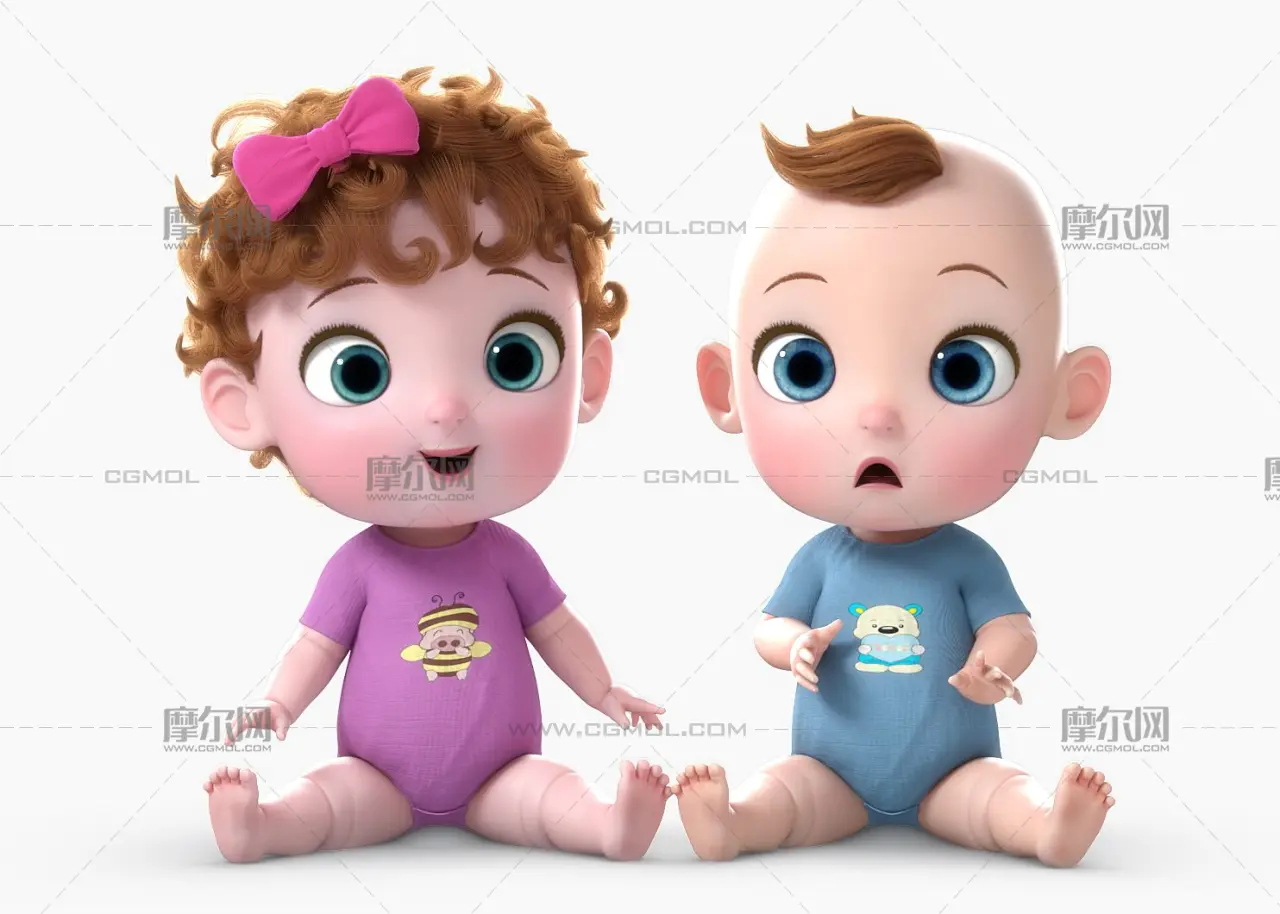 卡通婴儿,带绑定maya,fbx模型