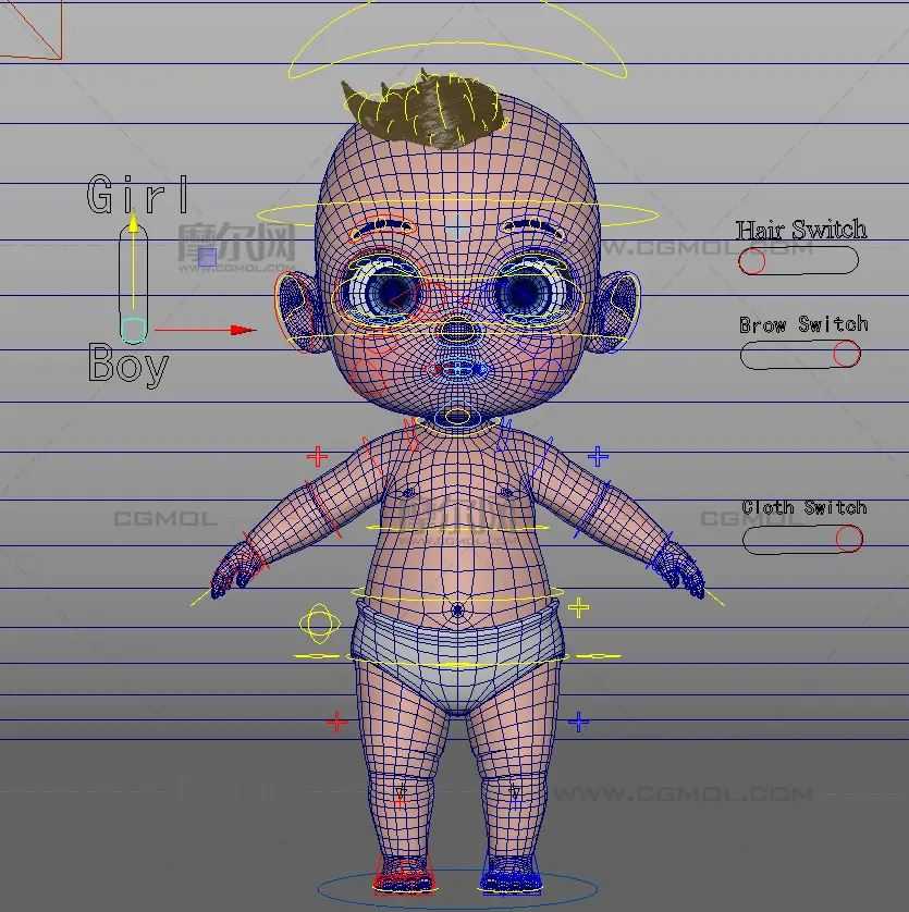 卡通婴儿,带绑定maya,fbx模型