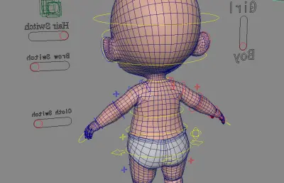 卡通婴儿,带绑定maya,fbx模型