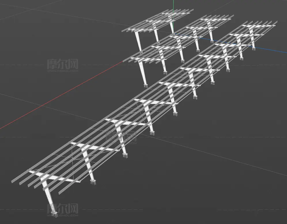 停车棚钢结构OBJ模型