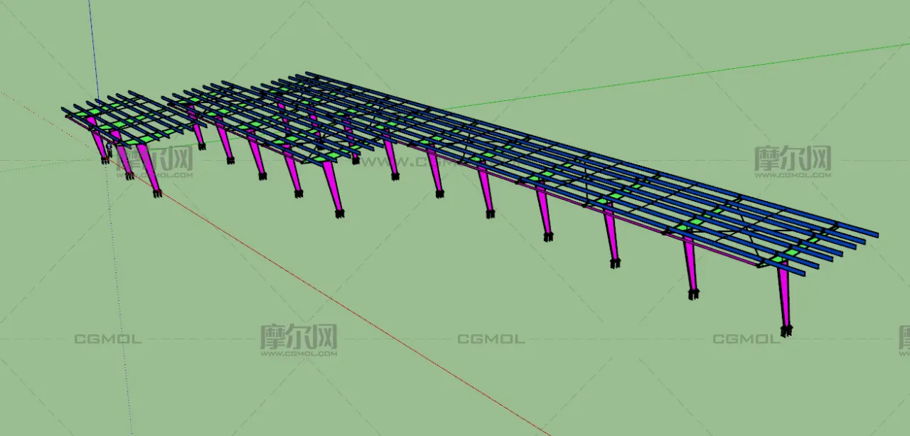 停车棚钢结构OBJ模型