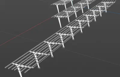 停车棚钢结构OBJ模型