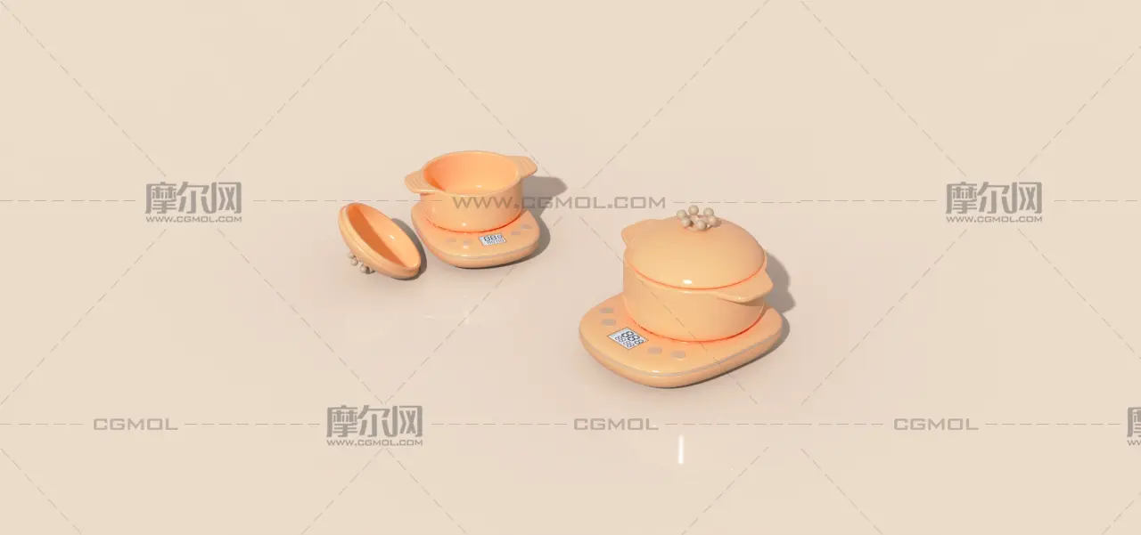 卡通电磁炉,过家家玩具厨具建模渲染