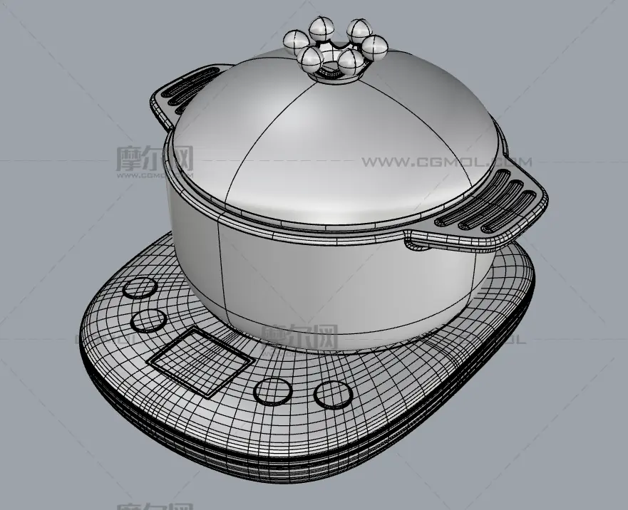 卡通电磁炉,过家家玩具厨具建模渲染