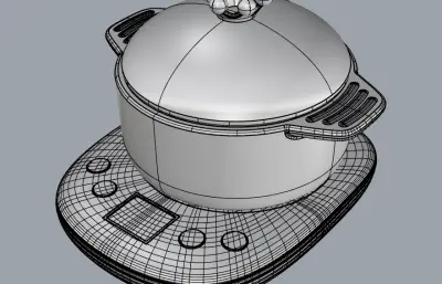 卡通电磁炉,过家家玩具厨具建模渲染
