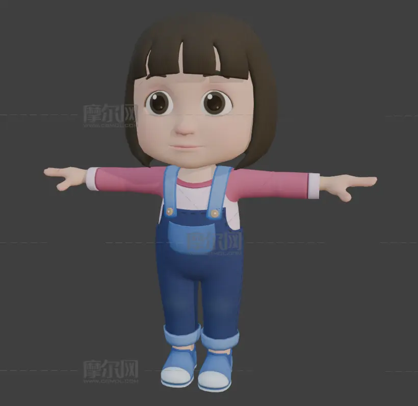 5款卡通男孩,卡通女孩组合gltf模型合集