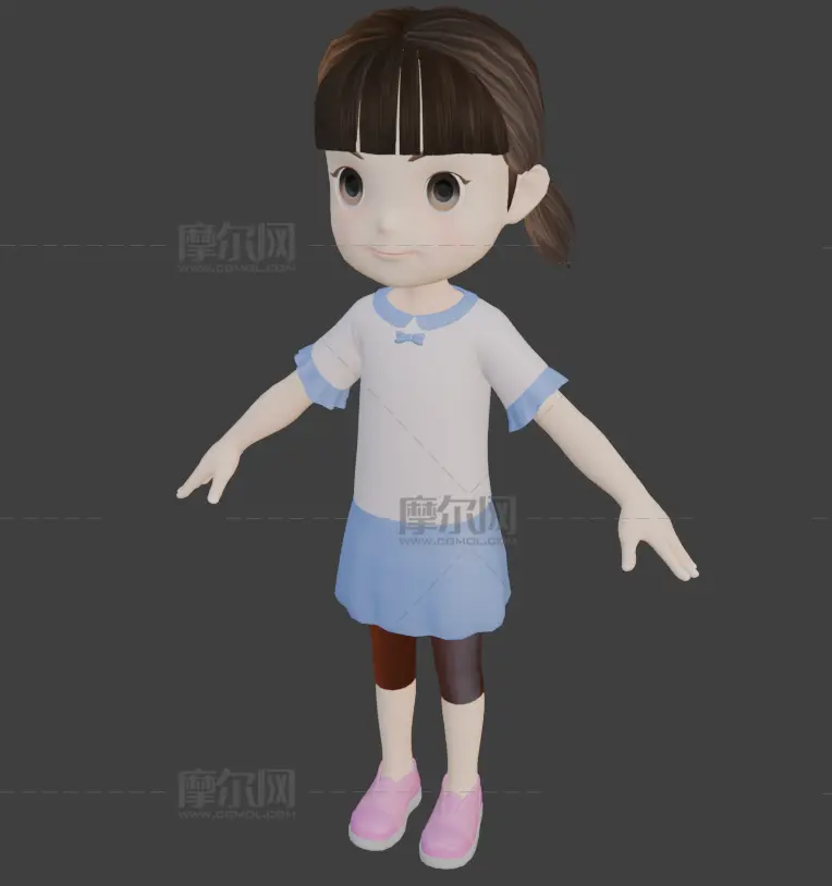 5款卡通男孩,卡通女孩组合gltf模型合集