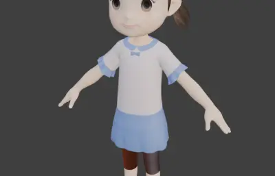5款卡通男孩,卡通女孩组合gltf模型合集