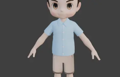 5款卡通男孩,卡通女孩组合gltf模型合集