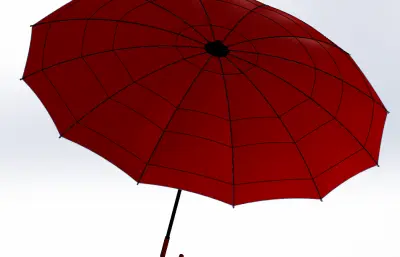 伞模型-红雨伞4