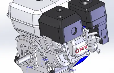 力帆168F-2 D20汽油发动机solidworks模型
