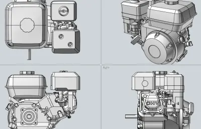 力帆168F-2 D20汽油发动机solidworks模型