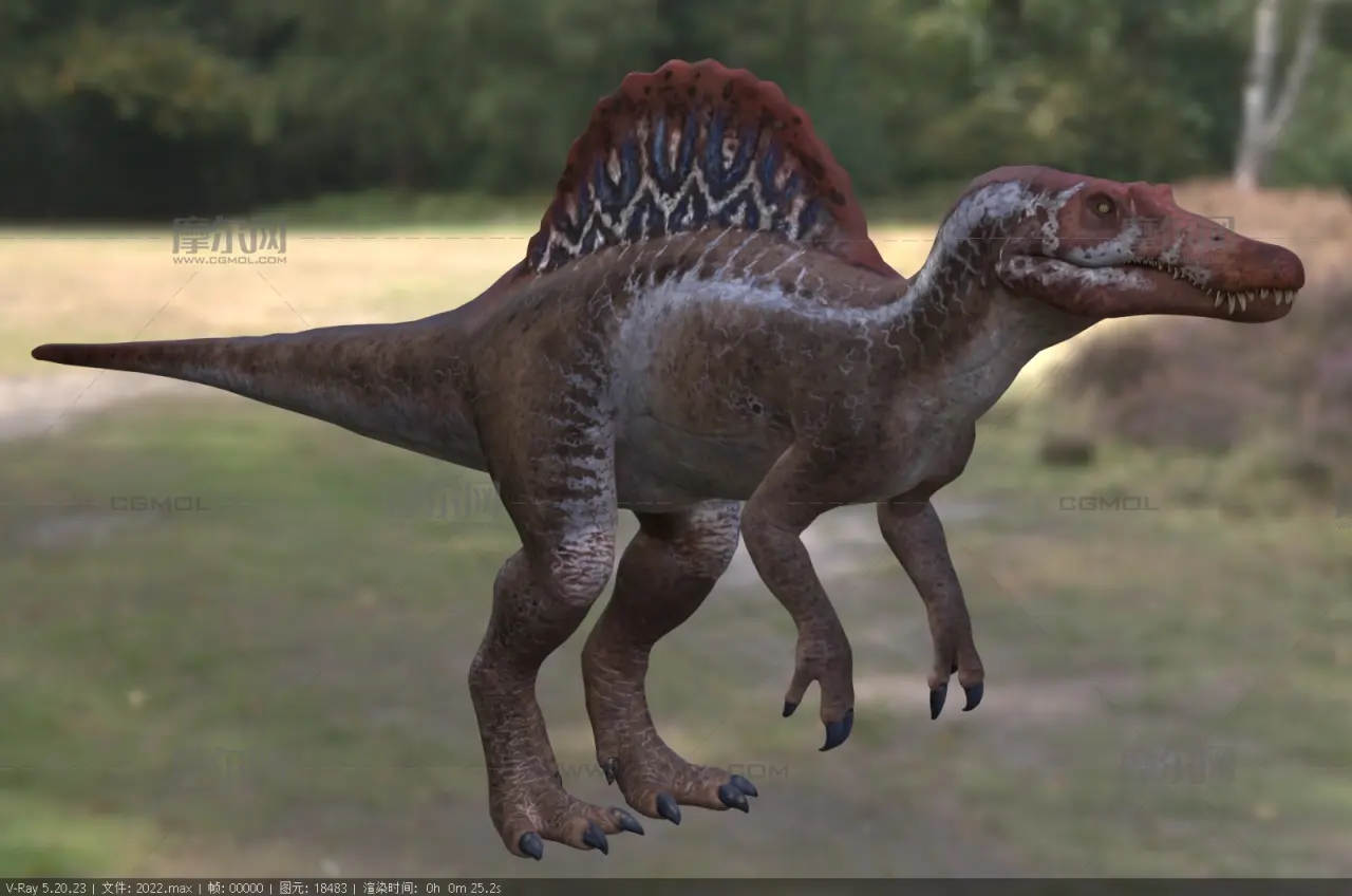棘龙,灭绝动物3dmax模型