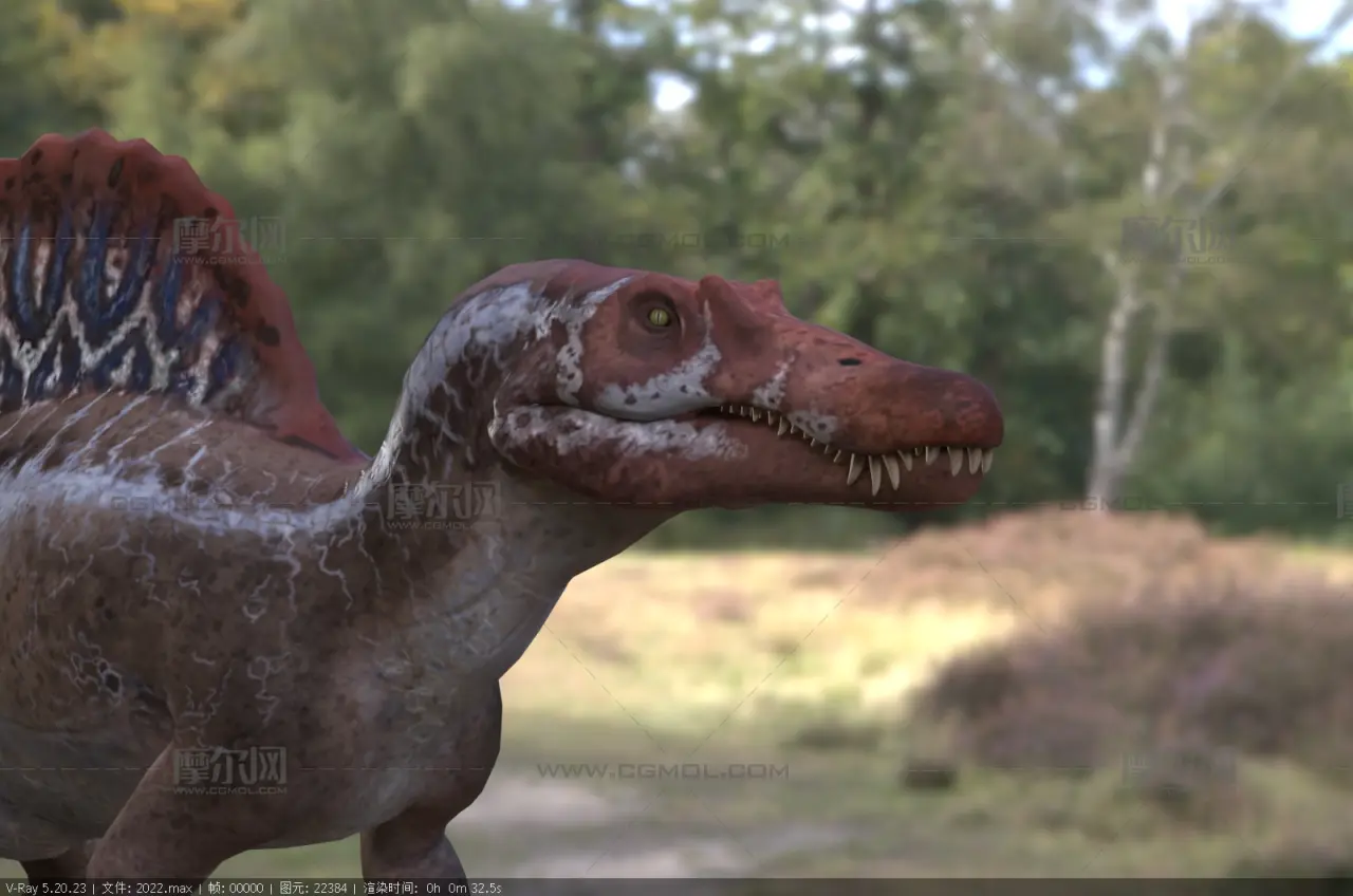 棘龙,灭绝动物3dmax模型