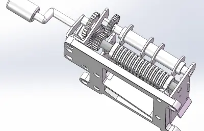 手摇式塑料齿轮传动音乐盒核心部件模型