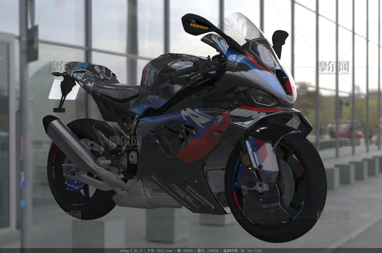 宝马M1000RR摩托车3dmax模型