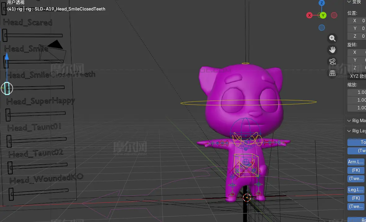 卡通浣熊blender模型,已绑定骨骼