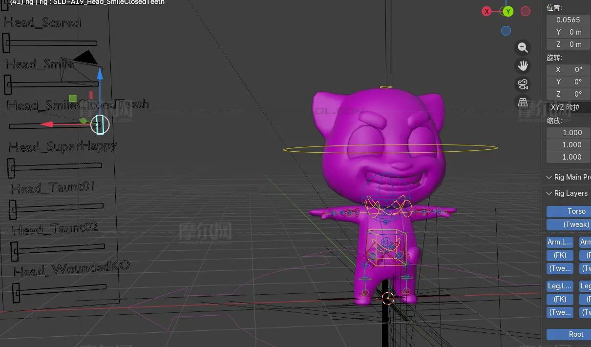 卡通浣熊blender模型,已绑定骨骼