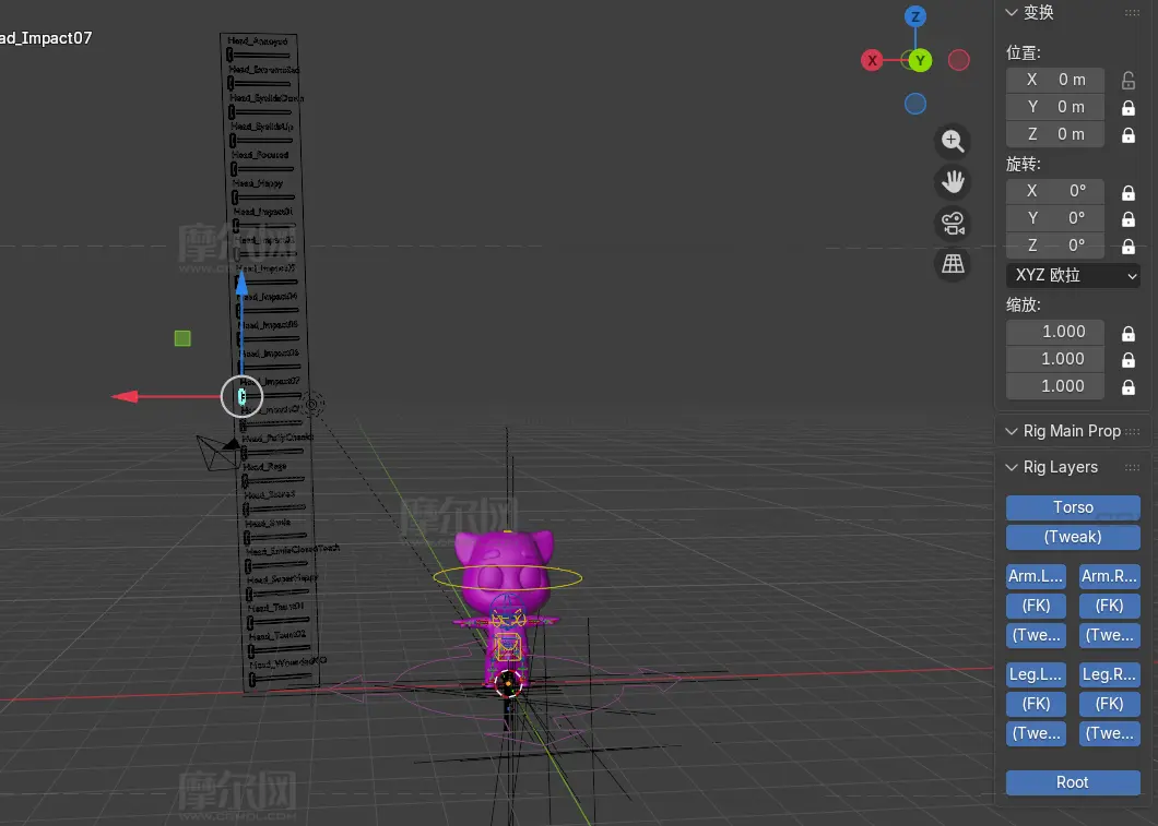 卡通浣熊blender模型,已绑定骨骼