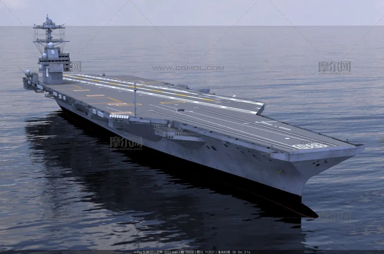 美国CVN-80企业号福特级核动力航母3D渲染模型