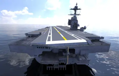 美国CVN-80企业号福特级核动力航母3D渲染模型
