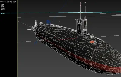 现代攻击型核潜艇3dmax模型
