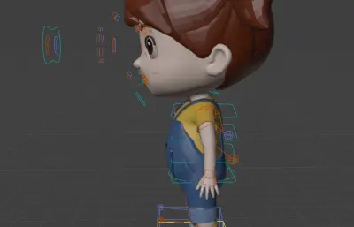 卡通双马尾女孩角色绑定blender模型